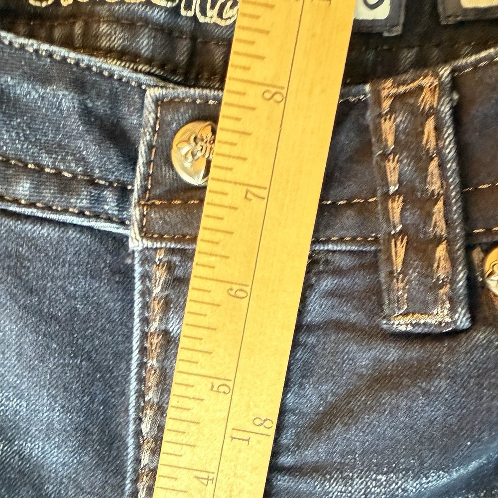 Miss Me Signature Skinny Jeans Womens 30 Dark Wash Low Rise Flap Pocket Stretch - Picture 12 of 13